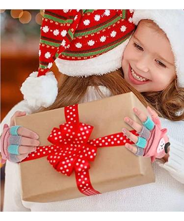 Kids Winter Warm Half Finger Mittens | Cartoon Knitted Gloves 1-5 Years | Blue - Buy Online on SooperMarket.com