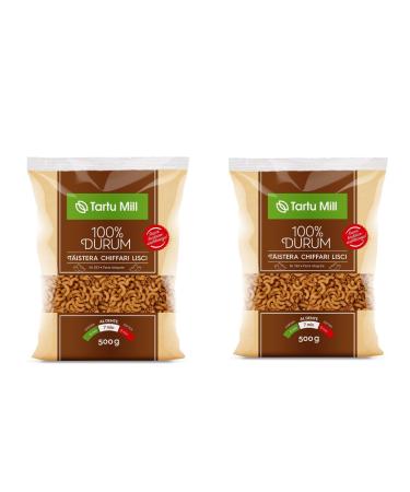 Whole Grain CHIFFARI LISCI Pasta Dry 100% Durum Wheat Premium Semolina Macaroni Tartu Mill Nr 183 (x2 CHIFFARI LISCI 500g) 1Kg