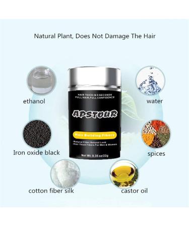 Apstour Hair Building Fibers - Instantly Conceals Hair Loss - Natural & Undetectable - 22g Black 01 - Buy Online on SooperMarket.com