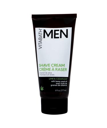 Vitabath Men's Lime & Cedarleaf Shave Cream Super Slick Shaving Protects Against Razor Burn & Irritation - Restorative Pre-Shave Skin Moisturizer & Beard Care - Gluten-Free Cruelty-Free - 6 fl oz