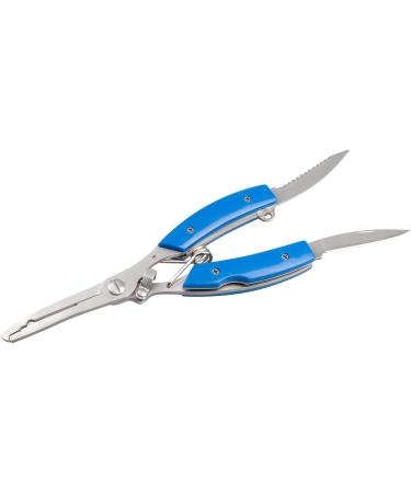 BASUNE Fishing Pliers + Hook Remover & Line Cutter Set with Nylon Sheath - Curved Nose, Fishing Tackle Tool for Easy Hook Removal - Blue - Buy Online on SooperMarket.com