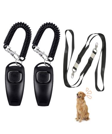 2pcs Dog Whistle - Dog Training Clickers - Combined Clicker and Whistle - Dog Training Whistle - Dog Clicker - Dog Training Clickers with Wrist Strap For dog training