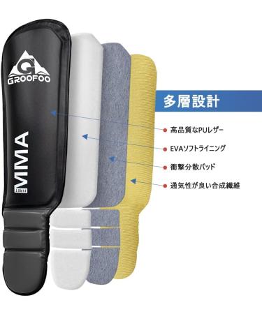 GROOFOO Muay Thai Shin Guards - Leg Protection Pads for Kids & Adults | Boxing, MMA, Karate Sparring | Black Medium - Buy Online on SooperMarket.com