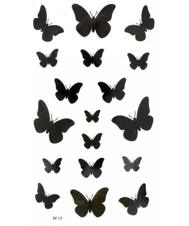 MapofBeauty Black Fly Butterfly Waterproof Temporary Tattoo Body Art Sticker(2 pcs/lot) Blcak/8