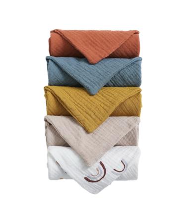 GVSAVY Set of 5 Kids Crepe Small Towelettes Baby Bibs Baby Multi-Use Cloth Gauze Towel Newborn Unisex Burp Cloth Cotton Face Towel Super Soft