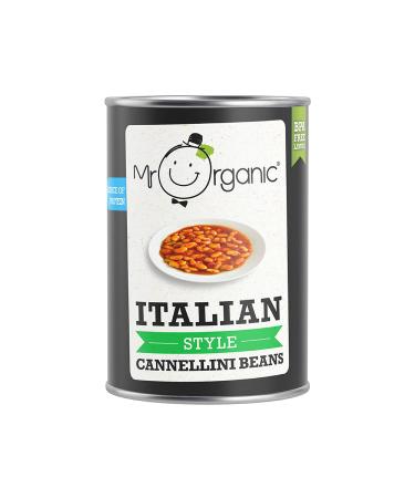 Mr Organic Italian Style Cannellini Beans - Italian Inspired Flavours - High Fibre - Vegan-Friendly - Creamy and Delicious - Ideal for Soups Salads and Stews - Pack of 12