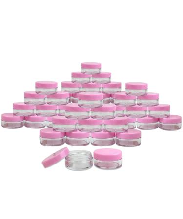 Beauticom 10G/10ML Round Clear Jars (100 Pieces) - Pink Lids for Pills Medication & Beauty | BPA Free - International Shipping Available - Buy Online on SooperMarket.com