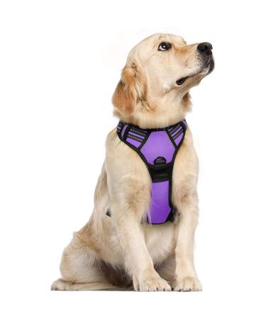 Rabbitgoo dog harness medium -sized dogs anti train crockery dog with control no pull adjustable dog dishes large dogs breathable reflex stripes breast harness dog safe guidance purple XL (1 Pack) purple