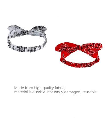 2PCS Red White Paisley Print Bandana Headband Set for Girls and Women - Buy Online on SooperMarket.com
