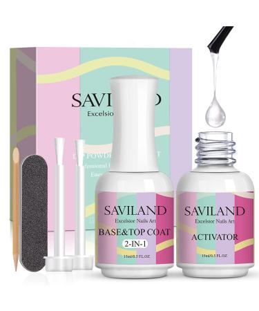 (15mlx2pcs/0.5flozx2pcs) SAVILAND Excelsior Nails Art Dip Powder Liquid Set F-White