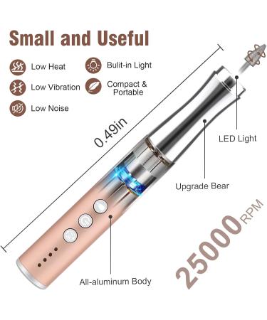 Enniewi 25000RPM Rechargeable Electric Nail Drill with Light - Cordless E File for Gel & Natural Nails | Low Heat Manicure Pedicure Set with Dust Cover - Rose - Buy Online on SooperMarket.com
