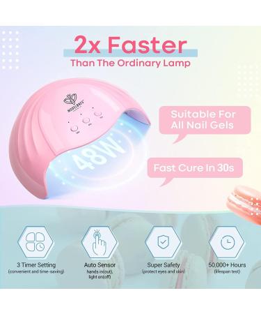 Modelones Gel Nail Kit - 12 Colors Pink Polish Set with 48W Lamp & Top Coats - Buy Online on SooperMarket.com