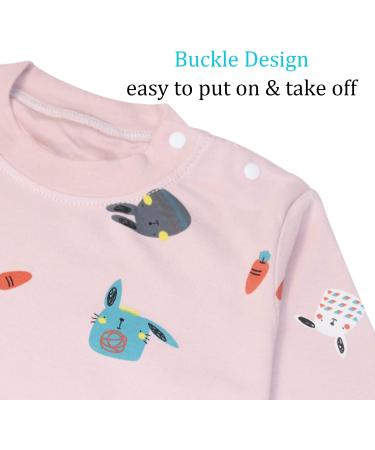 YANWANG 100% Cotton Baby Pajamas Set | Long Sleeve Sleepwear | Pink Rabbit Design | 3-4 Years - Buy Online on SooperMarket.com