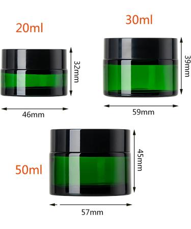Zeoabsy 12-Piece 20ml Green Glass Cream Jar Set with Black Screw Caps & Spatulas | Ideal for Gels & Creams - International Shipping Available - Buy Online on SooperMarket.com