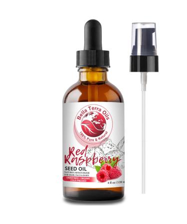 Red Raspberry Seed Carrier Oil. 4oz 100% Pure. Cold-pressed. Unrefined. Organic. Non-comedogenic. Chemical-free. Great for Sensitive Dry Skin. Gentle Natural Moisturizer for Face Body. Bella Terra Oils. 4 Fl Oz (Pack of...