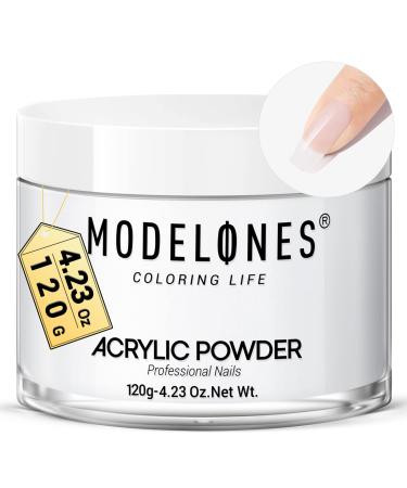 Modelones Clear Acrylic Powder, 4.23oz Acrylic Powder Large Capacity Professional Acrylic Nail Powder Polymer for 3D French Nail Manicure Extension Nail Carving, Long-Lasting Beauty Gifts 4.23 Ounce (Pack of 1) Clear