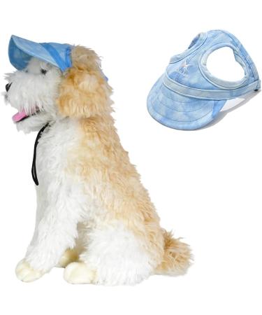 BT BEAR Hunde tz with ear holes baseball cap for outside adjustable for summer travel sports for small and medium -sized dogs (size XL batik blue) XL Batikblau