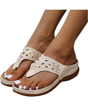 Willisos Women's Arch Support Orthopedic Sandals - Beige, Size 8, Clip Toe Flip Flops - Buy Online on SooperMarket.com