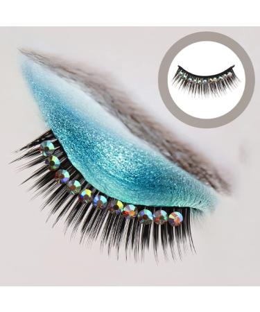 KALLORY False Eyelashes 10 Pairs Decorative Fake Lash Shiny Gems Eyelashes Women Makeup Supplies False Lashes - Buy Online on SooperMarket.com