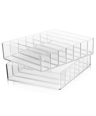 2pcs Clear Organizer Desktop Divided Palette Makeup Holder Storage Pallet Vanity Acrylic Case