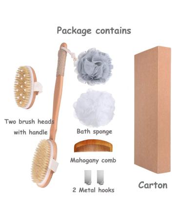 Spclsim Bath Brush Set - Shower Back Scrubber for Gentle Exfoliation | Dry/Wet Skin Exfoliator for Men and Women - Improve Circulation - Buy Online on SooperMarket.com