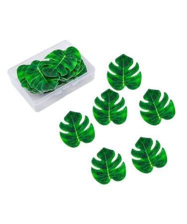 48 Pcs Tropical Leaves Cupcake Toppers Monstera Leaf Cake Decorations Summer Tropical Party Cupcake Decorations Palm Leaf Cake Toppers