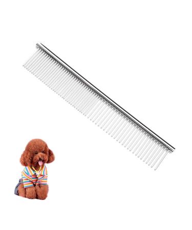 JdXun 1 piece of pet comb with rounded teeth stainless steel dog comb for removing complications and knots pet comb for care comb for cats & dogs (19 * 3.3cm)
