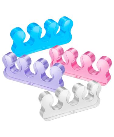 Molain 8 pieces silicone toe separator for feet gel nail polish toe separators for women and men smooth iron and corrators for overlapping toes bale toes hammer toes foot pain relief multicolored