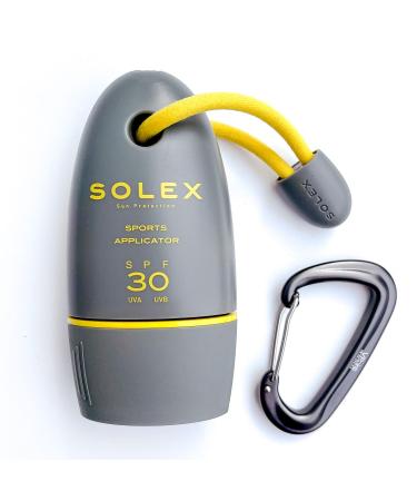 Solex Sports Sun Cream SPF 30 for Outdoor Sports Golf Tennis Cricket - Easy Application Body and Face Sunscreen - Suncream Factor 30 with Shea Butter - Sunblock with Applicator Mirror & Carabiner