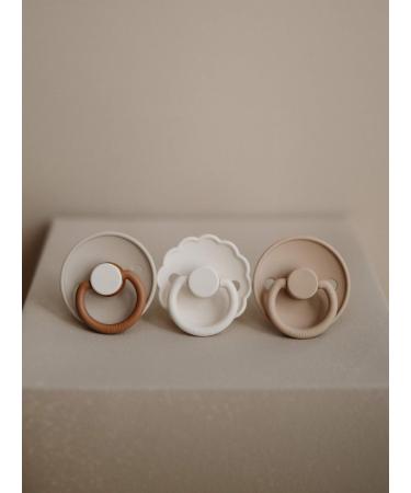 FRIGG Daisy Natural Rubber Baby Pacifier 2-Pack | BPA-Free | Made in Denmark | Baked Clay/Cream (0-6 Months) - Buy Online on SooperMarket.com