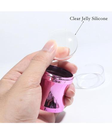 Bexdug Silicone Nail Stamp - Transparent Soft Nail Art Stamper & Scraper Set | DIY Manicure Tool | Clear Silicone Heads in Violet - Buy Online on SooperMarket.com