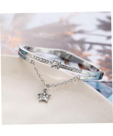 FRCOLOR Star Women Bracelet Women Bracelets Sun and Moon Bracelet Star Hand Jewelry Star Bracelet Gemstone Bracelets Cuff Bracelet Crystal Bead Bracelet Alloy Silver Bracelet Miss Silver 19.5*1.2cm - Buy Online on SooperMarket.com