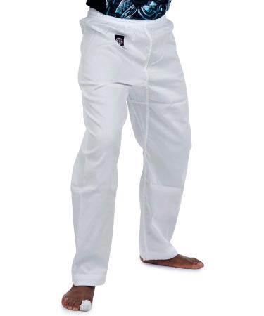 Ronin Karate Pants - White Poly/Cotton Lightweight Martial Arts Pants with Elastic Waist - Buy Online on SooperMarket.com