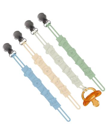 Baok Baby Schnullerhalter |4 pieces of anti-tie-off steel soothe pacifier chains children's accessories silicone pacifier holder for parents nurses babysitters