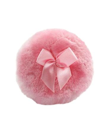 Toseky Furry Powder Puff Ultra Soft Round Makeup Powder Puff with Ribbon Bow Body Powder Applicator for Baby Kid Adult Makeup Tool for Home & Travel Pink