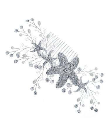 FOYTOKI Starfish Hair Comb Hair Comb Hair Comb Accessory Bridal Hair Comb Hair Side Combs Bridal Headpieces for Wedding Decorative Hair Combs Wedding Hair Accessories for Brides