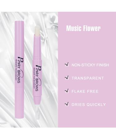 Music Flower Clear Waterproof Eyebrow Wax with Brush - Long Lasting Brow Shaping Pen for Feathered Fluffy Brows - Makeup Pencil 1 Count - Buy Online on SooperMarket.com