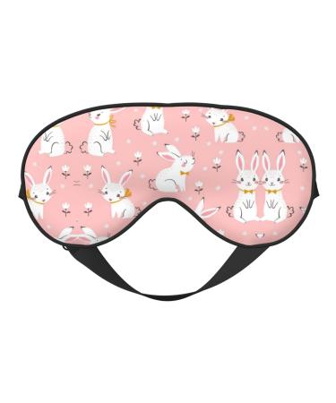 SSIMOO Cute White Bunnies Soft Sleep Eye Mask Female Breathable Eye Patch Perfect for Travel and Relaxation Black
