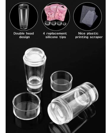 EBANKU 2PCS Clear Nail Stamper Set with Scrapers - Double Sided Silicone Jelly Stampers for Manicure - Buy Online on SooperMarket.com