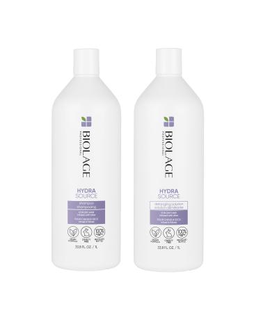 BIOLAGE Hydrasource Shampoo and Conditioner Set Duo Hair Care Bundle For Dry Hair Hydrates & Moisturizes Dry Hair Paraben-Free 1L