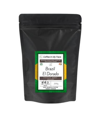 Brazil El Dorado - Whole Roasted Coffee Beans | Light/Medium Roast | Single Origin | 100% Arabica - 200g. RFA 4C & Cup Of Excellence Certified Whole Bean
