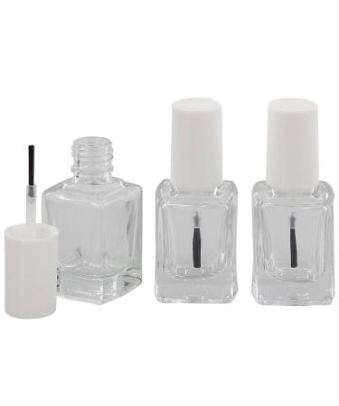 Nail polish bottle with brush crystal clear empty for self-filling Kosmetex cap white 13 ml 3 pieces 13 ml (pack of 3)