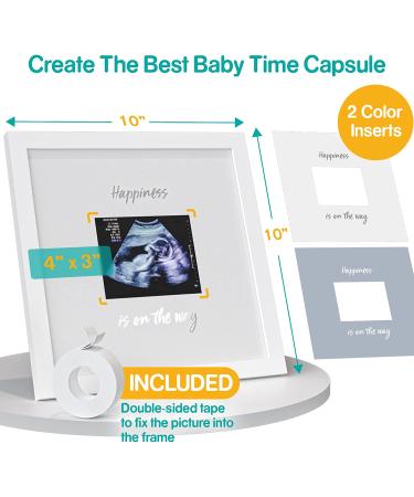 Dino Baby Sonogram Keepsake Frame - Large 10x10 White Wood Ultrasound Frame for Expecting Parents, Baby Shower Gift, Nursery Decor - Buy Online on SooperMarket.com