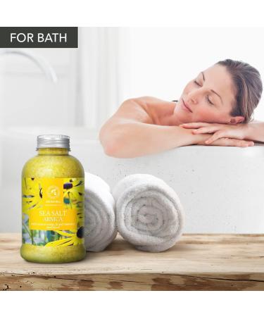 Arnica Bath Salts 21.16 Oz with Rosemary Orange & Fir Oils - 100% Natural Sea Salt - Relaxing Body Care for Good Sleep and Beauty - Buy Online on SooperMarket.com