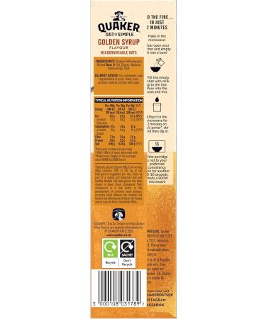 Quaker Oats So simple Golden Syrup Sachets (6 x 36g) - 2 Pack | 100% Wholegrain Golden Syrup Flavour Ready In 2 Mins Helps Lower Cholesterol. - Buy Online on SooperMarket.com