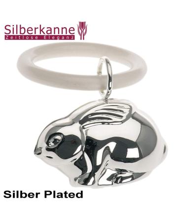 Premium Silver-Plated Children's Rattle with Bite Ring - 7cm Hare Design | Ideal Gift Packaging - Buy Online on SooperMarket.com