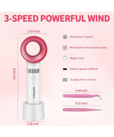 Portable USB Rechargeable Eyelash Fan Dryer with Lash Tweezers - Mini Bladeless Handheld Cooling Blower for Essential Eyelash Extension Supplies (White) - Buy Online on SooperMarket.com