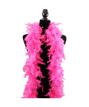Fukang Feather Turkey Chandelle Feather Boa - 40 Gram 2Yards (Bright Pink) Bright Pink w/color lurex