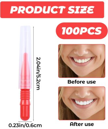 ACBOOR 100-Pack Interdental Brushes | Reusable Tooth Cleaning Tools in Red Blue Light Green & Orange | Best for Teeth Cleaning & Oral Hygiene - Buy Online on SooperMarket.com