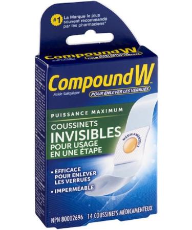 Compound W Wart Remover Maximum Stength One Step Invisible Pads - 14 Count - Salicylic Acid Wart Remover For Treatment & Common/Plantar Wart Removal One Step Invisible Pads Pads - Buy Online on SooperMarket.com